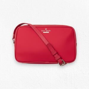 Kate Spade Red Nylon Crossbody Bag Stripe Lining Adjustable Strap Shoulder Purse